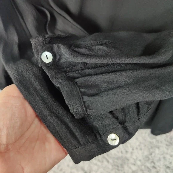 Meadow Rue Anthro Black Long Sleeve Witchy Coquette Goth Top Womens Medium Sheer - Picture 10 of 11